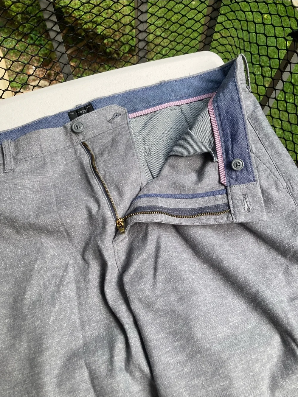 J Crew Stretch 770 Straight Cotton Linen Pants Gray Trousers Size 38 32